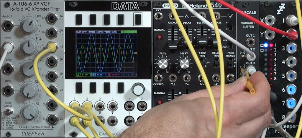 AJH Synth V-Scale being used to improve tracking of a Doepfer VCF